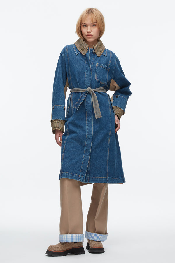 Phillip Lim Denim Combo Trench INDIGO MULTI