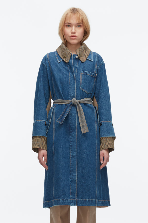 Phillip Lim Denim Combo Trench INDIGO MULTI