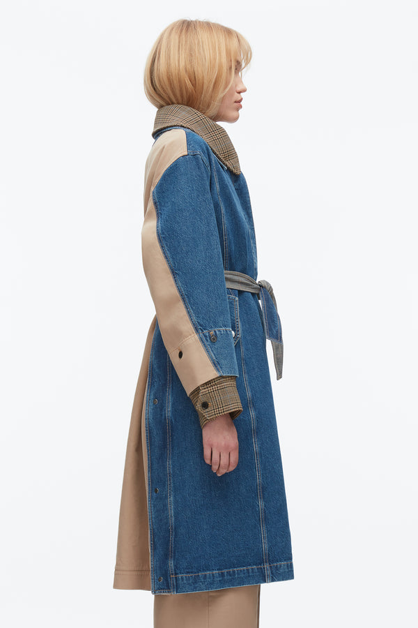 Phillip Lim Denim Combo Trench INDIGO MULTI