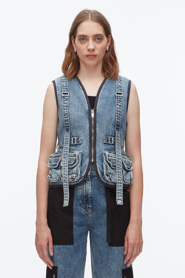 Phillip Lim Denim Field Vest WASHED MEDIUM BLUE