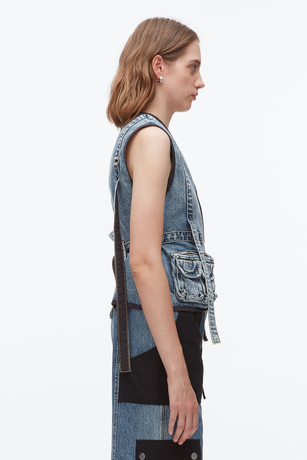 Phillip Lim Denim Field Vest WASHED MEDIUM BLUE
