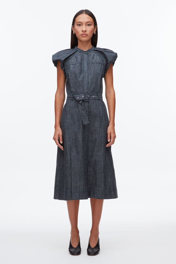 Phillip Lim Denim Puff Sleeve Dress WASHED INDIGO