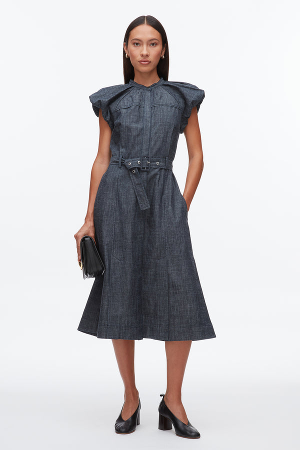 phillip lim Denim Puff Sleeve Dress WASHED INDIGO