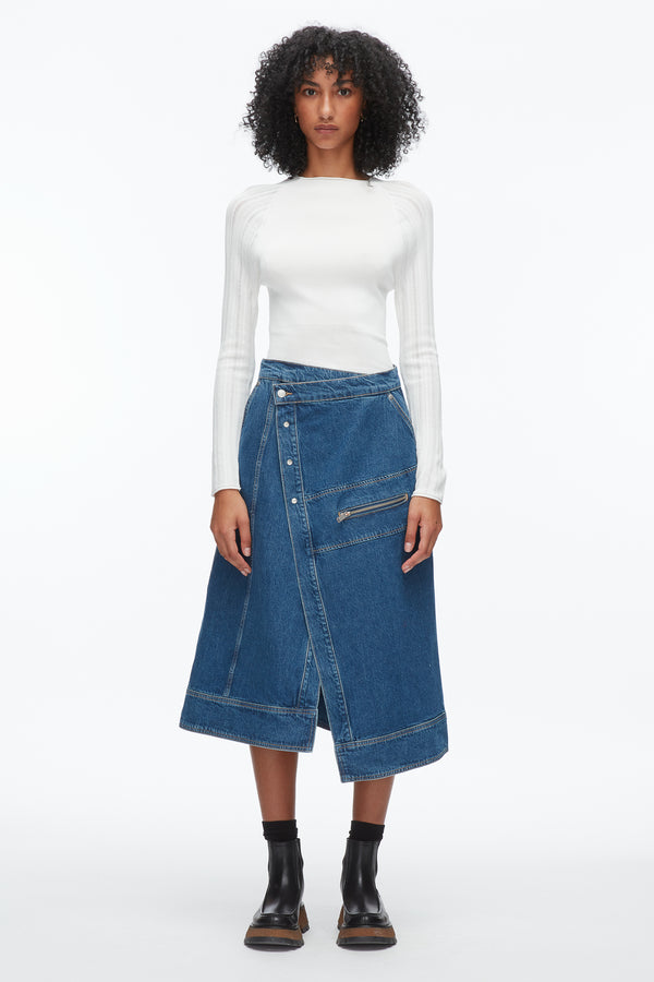 Phillip Lim Denim Wrap Skirt INDIGO