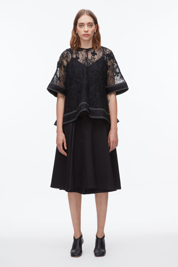 Phillip Lim Dimensional Lace Flounce Tank BLACK