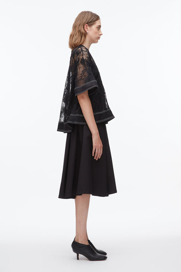 Phillip Lim Dimensional Lace Flounce Tank BLACK
