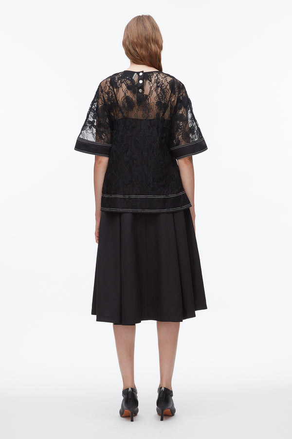 Phillip Lim Dimensional Lace Flounce Tank BLACK
