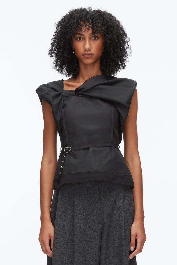 Phillip Lim Draped Bow Belted Shell Top CRIMSON