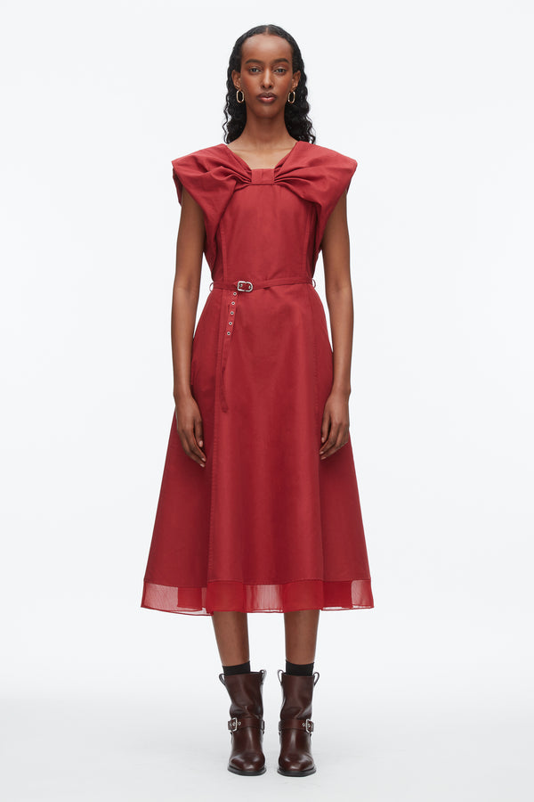 Phillip Lim Draped Bow Dress With Belt CRIMSON