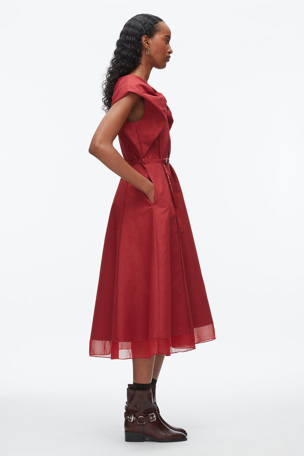 Phillip Lim Draped Bow Dress With Belt CRIMSON