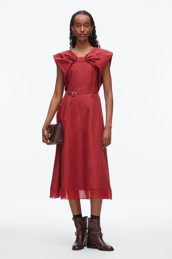 phillip lim Draped Bow Dress with Belt CRIMSON
