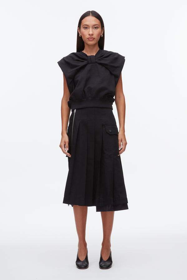 Phillip Lim Draped Bow French Terry Top BLACK