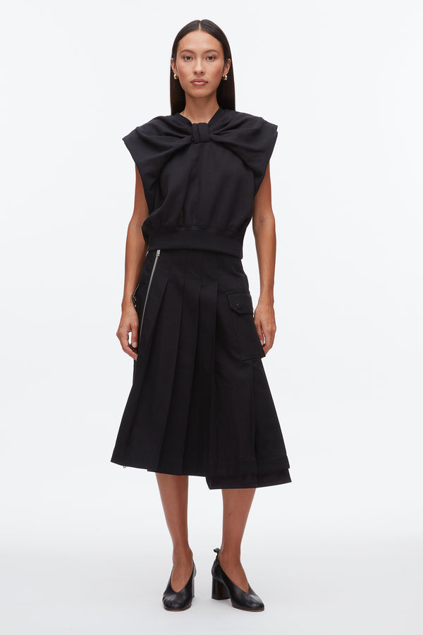 phillip lim Draped Bow French Terry Top BLACK