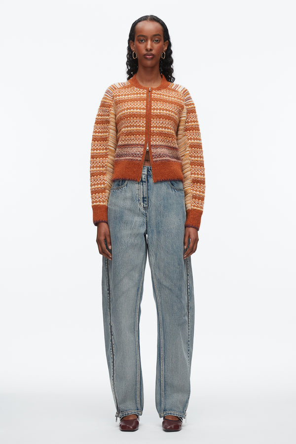 Phillip Lim Fair Isle Zip Cardigan SUNSET MULTI