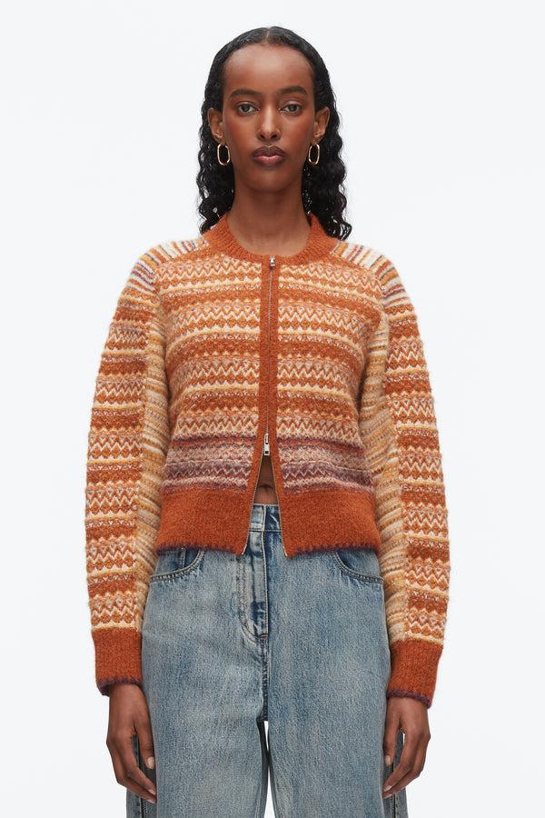 Phillip Lim Fair Isle Zip Cardigan SUNSET MULTI