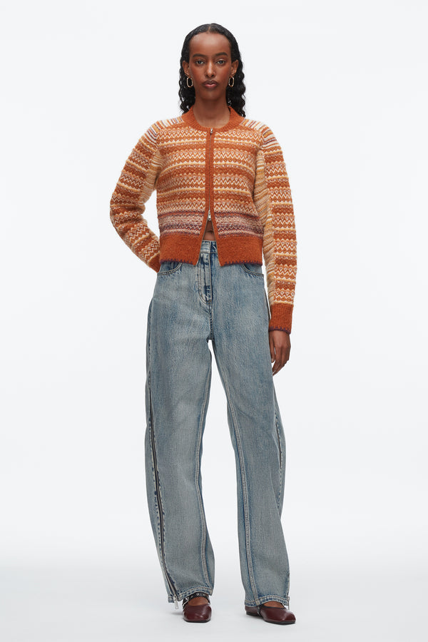 phillip lim Fair Isle Zip Cardigan SUNSET MULTI