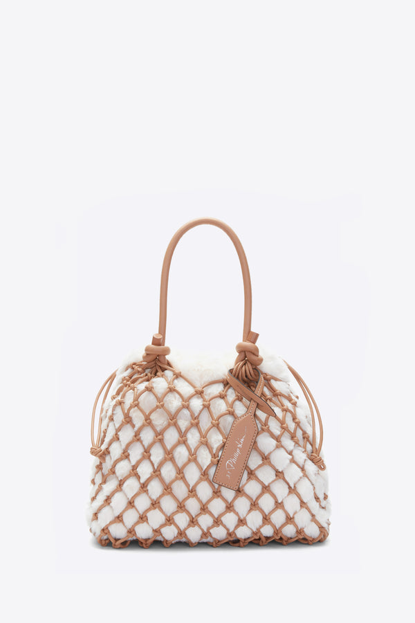 phillip lim Faux Fur Macrame Mini Sac IVORY-CAMEL