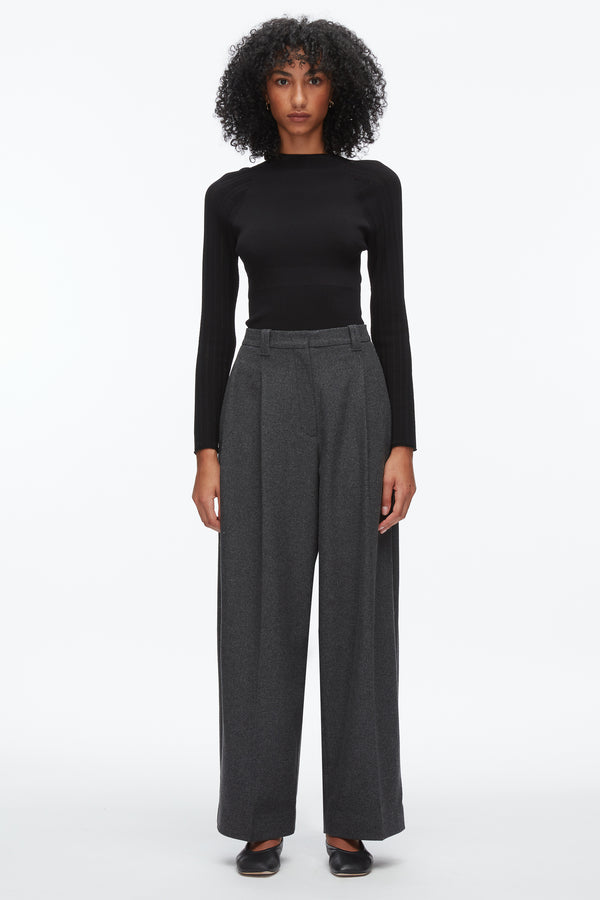 Phillip Lim Flannel Double Pleat Trouser CHARCOAL