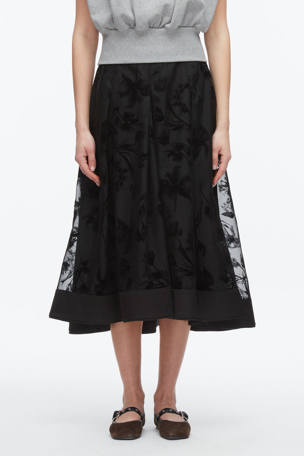 Phillip Lim Flocked Organza Midi Skirt WHITE