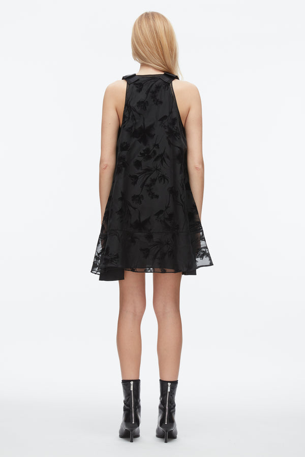 Phillip Lim Flocked Organza Trapeze Dress BLACK