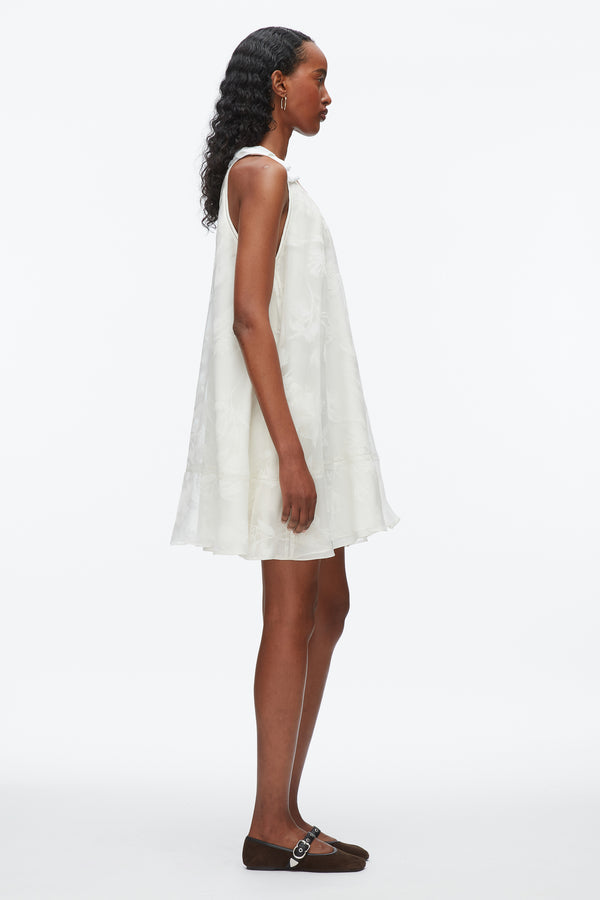 Phillip Lim Flocked Organza Trapeze Dress WHITE