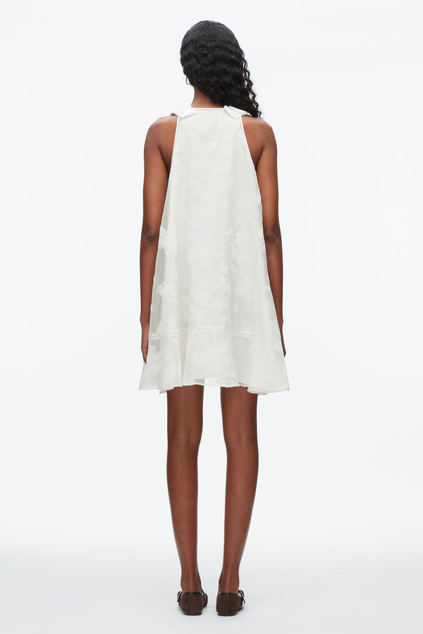 Phillip Lim Flocked Organza Trapeze Dress WHITE
