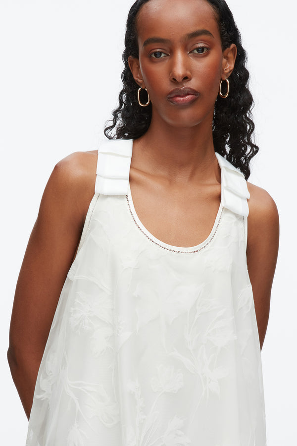Phillip Lim Flocked Organza Trapeze Dress WHITE