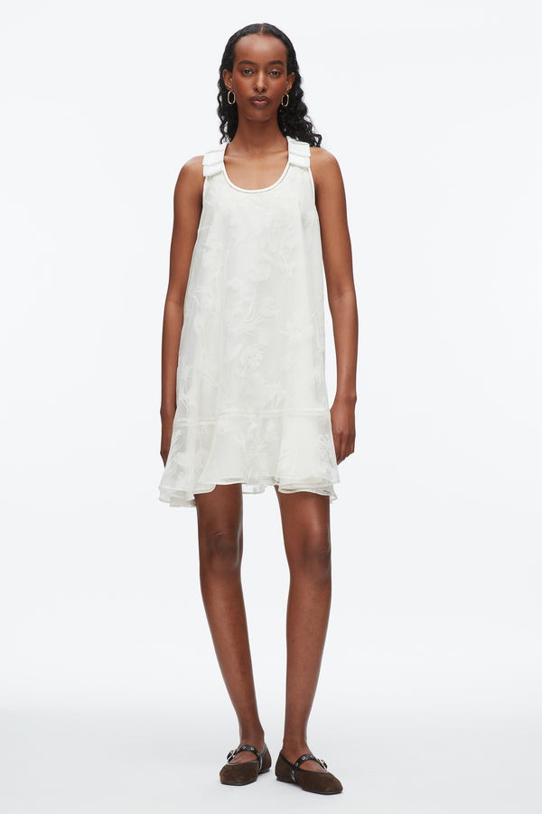 phillip lim Flocked Organza Trapeze Dress WHITE