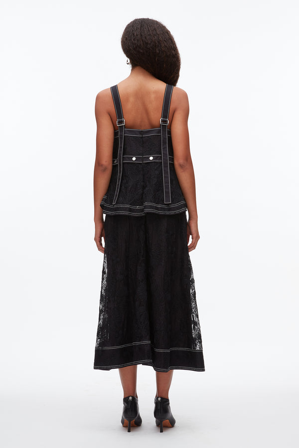 Phillip Lim Floral Lace Midi Dress BLACK