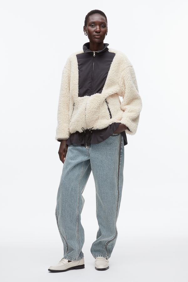 phillip lim Flounce Hem Sherpa Jacket NATURAL-BLK