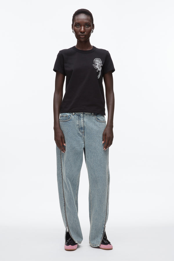 Phillip Lim Flower Embroidery Merch Tee BLACK