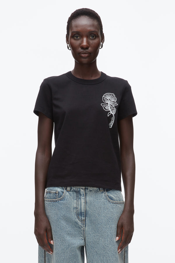 Phillip Lim Flower Embroidery Merch Tee BLACK
