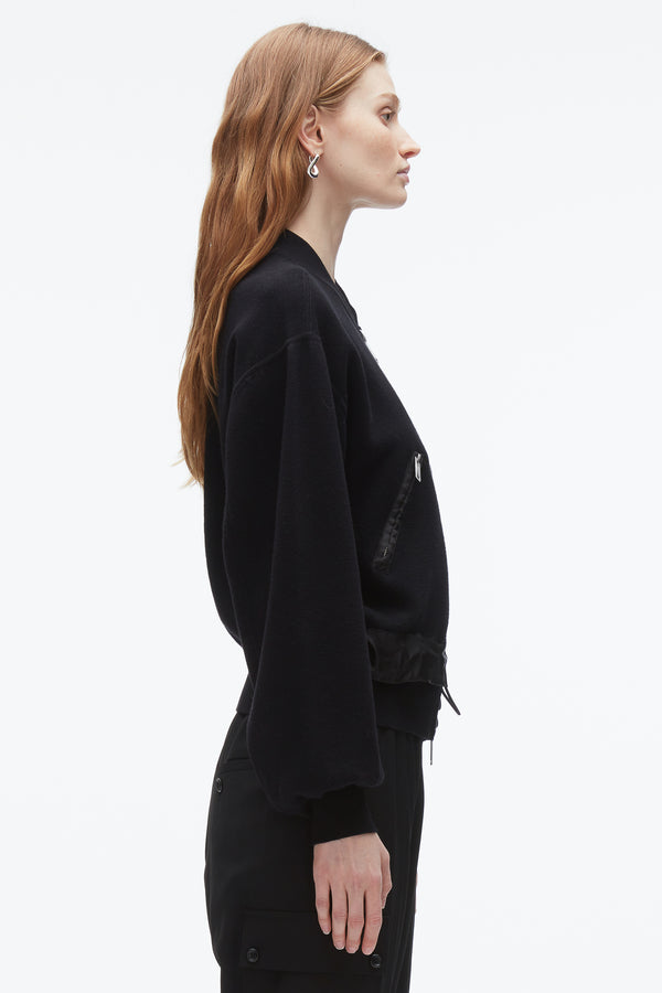 Phillip Lim Knit Layered Bomber Jacket BLACK
