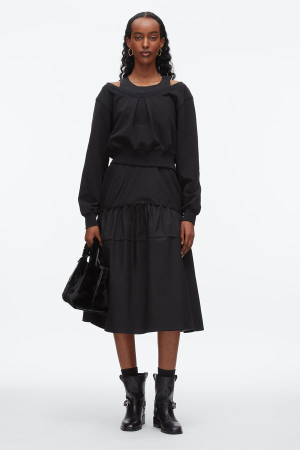 phillip lim Layered Tank Combo Dress BLACK-BLACK