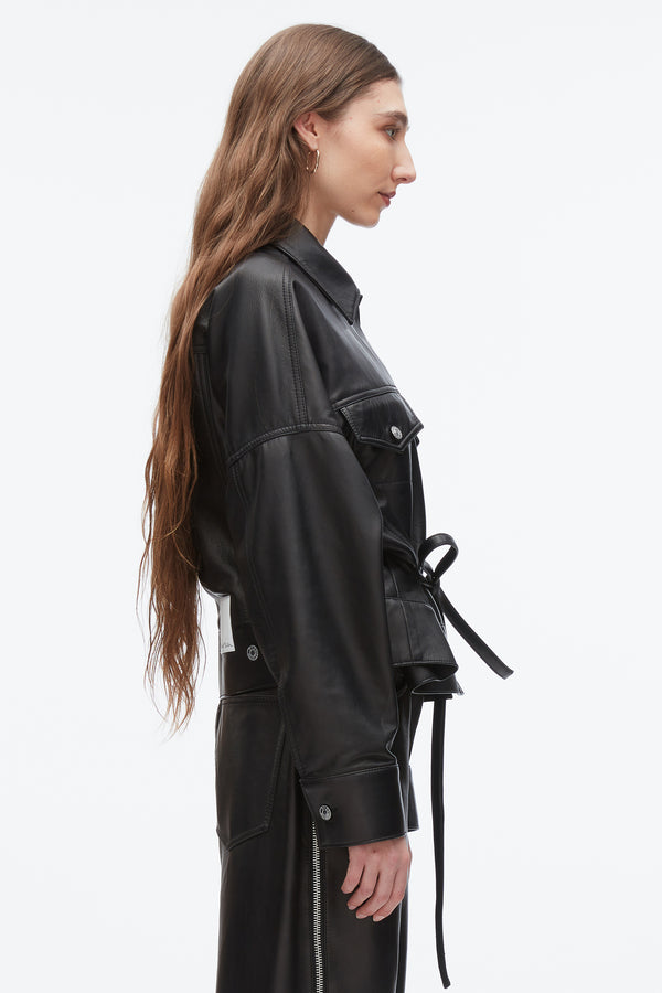 Phillip Lim Leather Boxy Jacket BLACK
