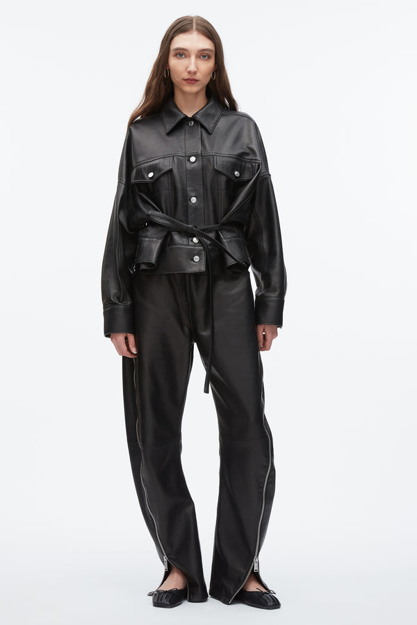 phillip lim Leather Boxy Jacket BLACK