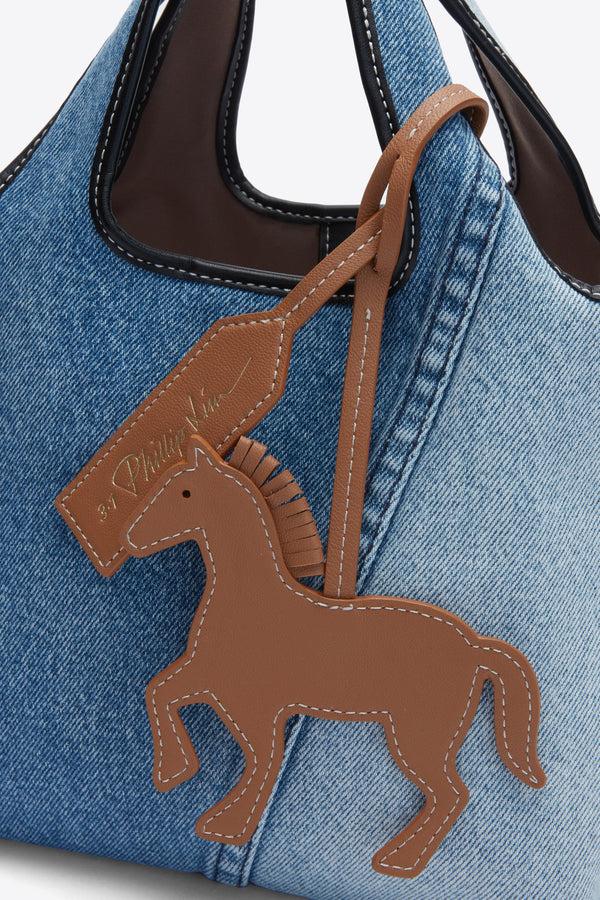 Phillip Lim Leather Horse Charm Tag CAMEL