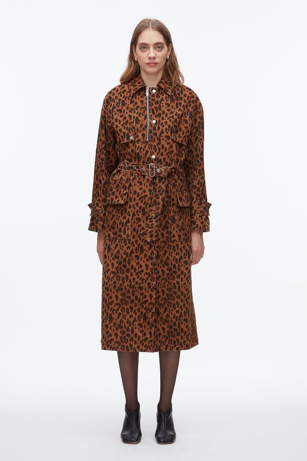 phillip Lim Leopard Suede Trench Coat LEOPARD