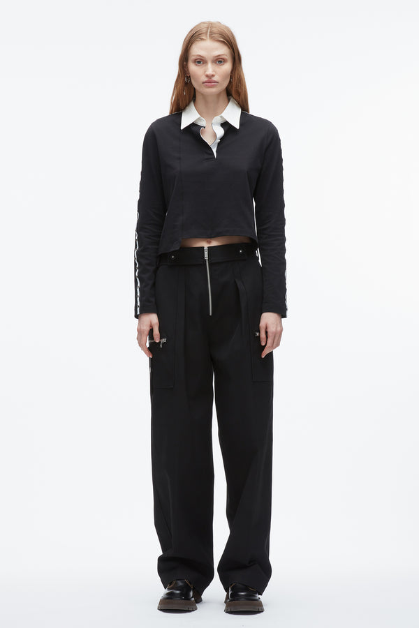 Phillip Lim Patchwork Cropped Polo BLK-WHITE