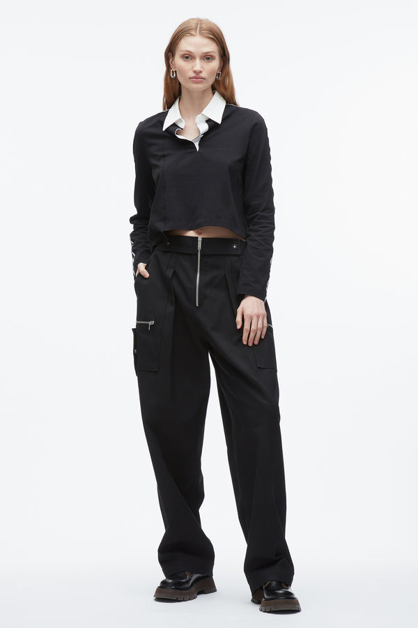 phillip lim Patchwork Cropped Polo BLK-WHITE