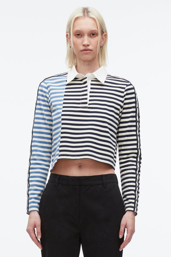 Phillip Lim Patchwork Cropped Polo MIDNIGHT MULTI
