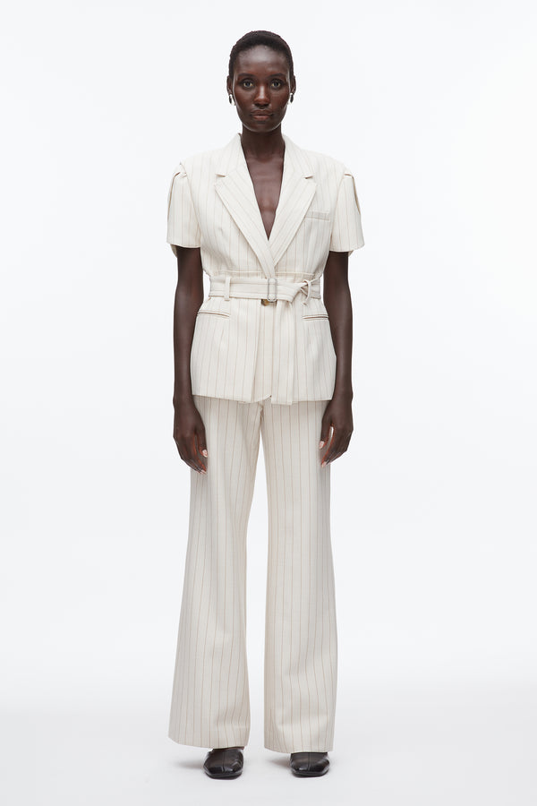 Phillip Lim Pinstripe Tulip Sleeve Blazer ECRU-TAN