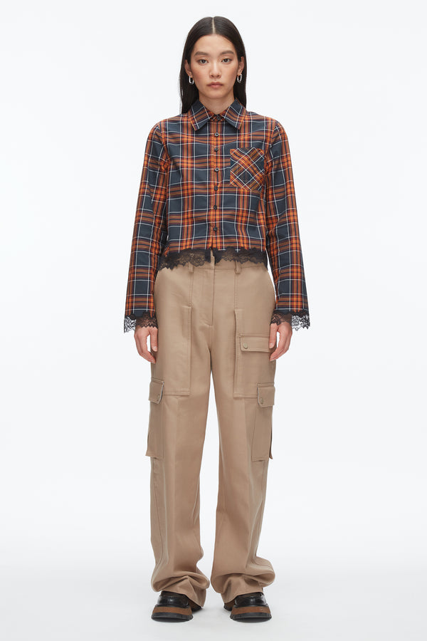 Phillip Lim Plaid Mix Cropped Shirt DUSK MULTI