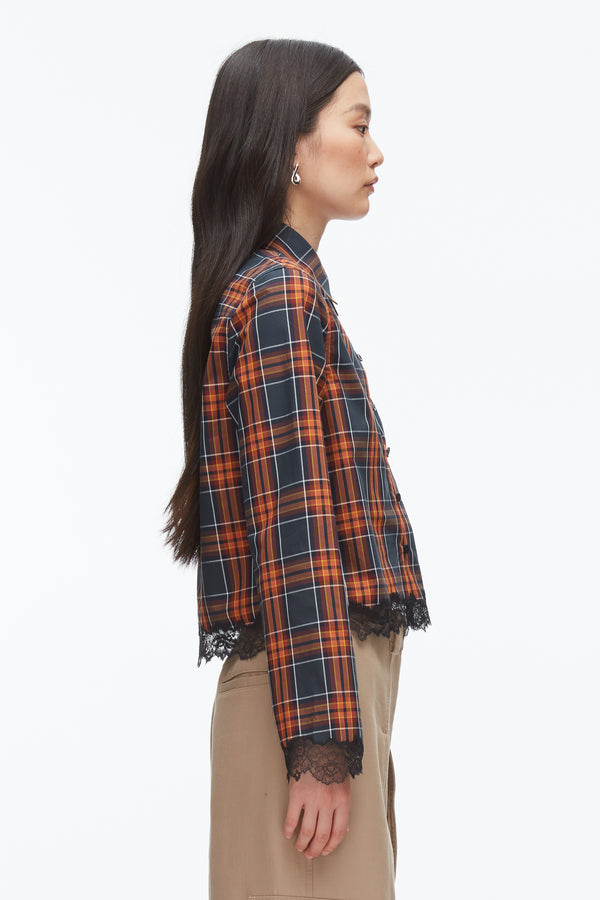 Phillip Lim Plaid Mix Cropped Shirt DUSK MULTI