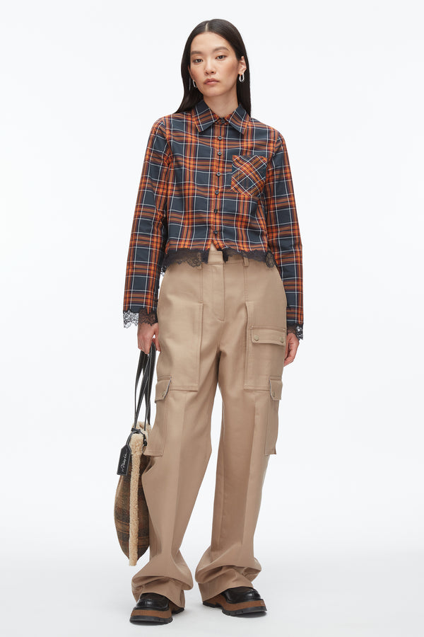 phillip lim Plaid Mix Cropped Shirt DUSK MULTI