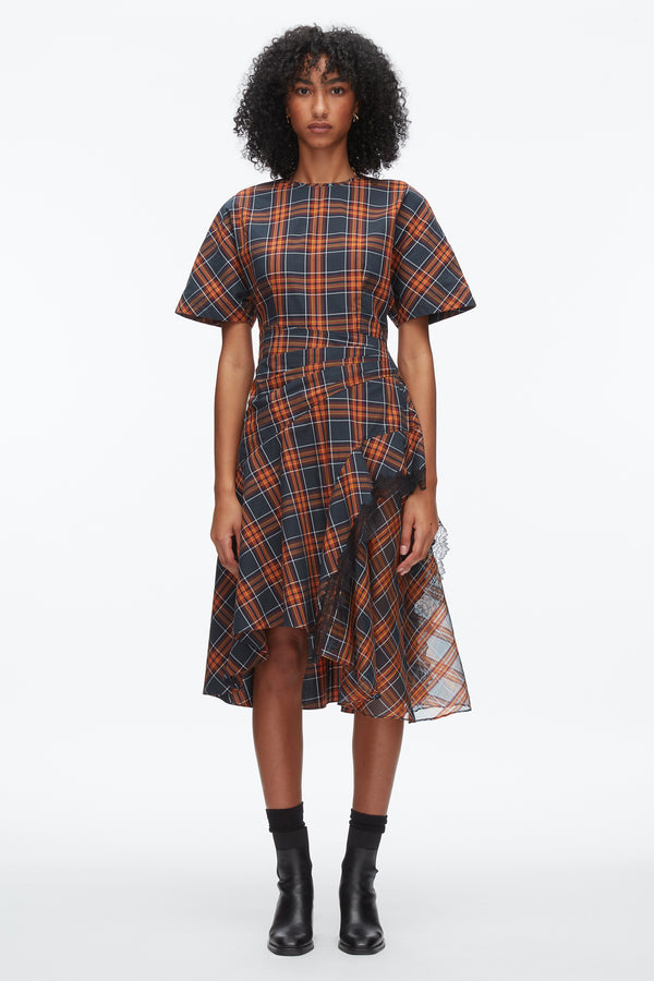 Phillip Lim Plaid Mix Draped Dress DUSK MULTI