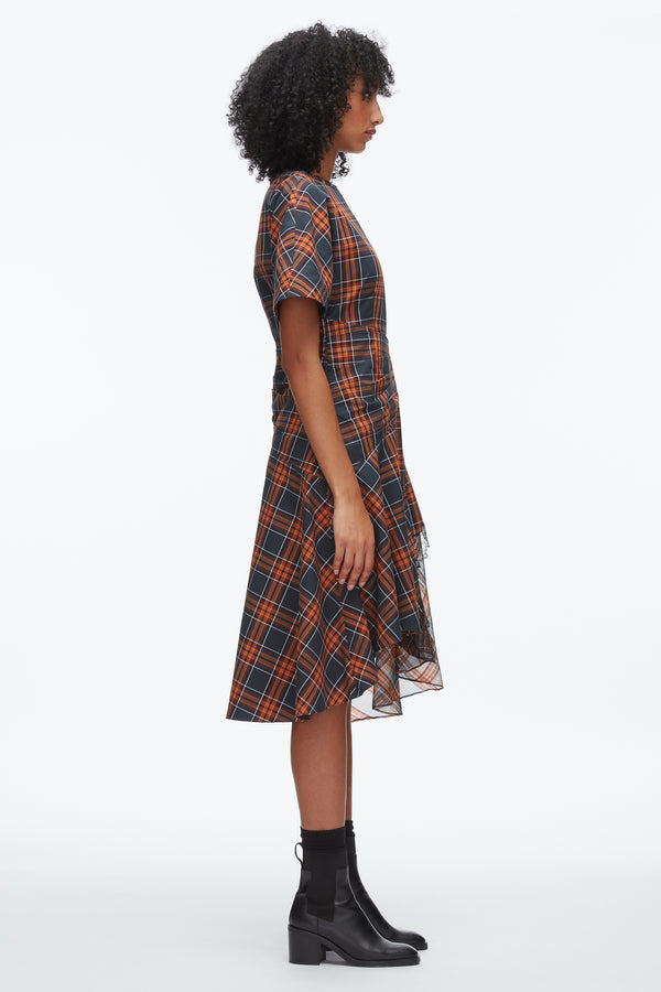 Phillip Lim Plaid Mix Draped Dress DUSK MULTI