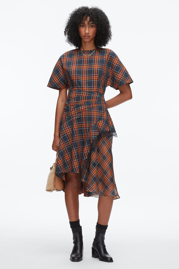 phillip lim Plaid Mix Draped Dress DUSK MULTI