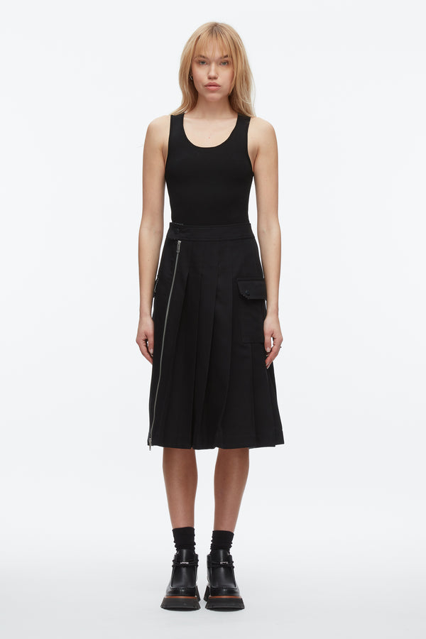 Phillip Lim Pleated Zip Utility Skirt BLACK MULTI