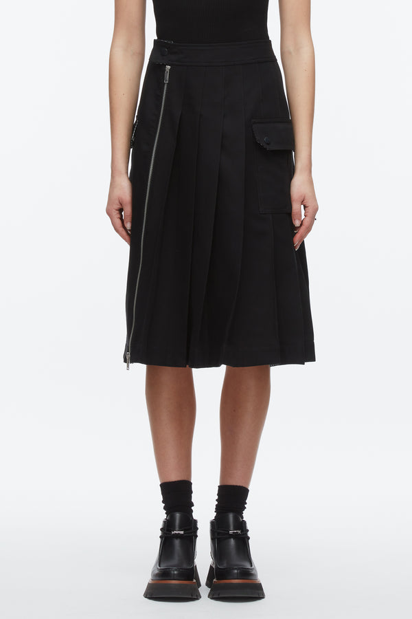 Phillip Lim Pleated Zip Utility Skirt BLACK MULTI